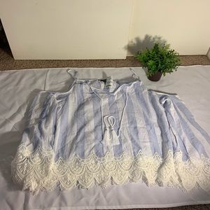 Striped Off the Shoulder/Open Shoulder Top